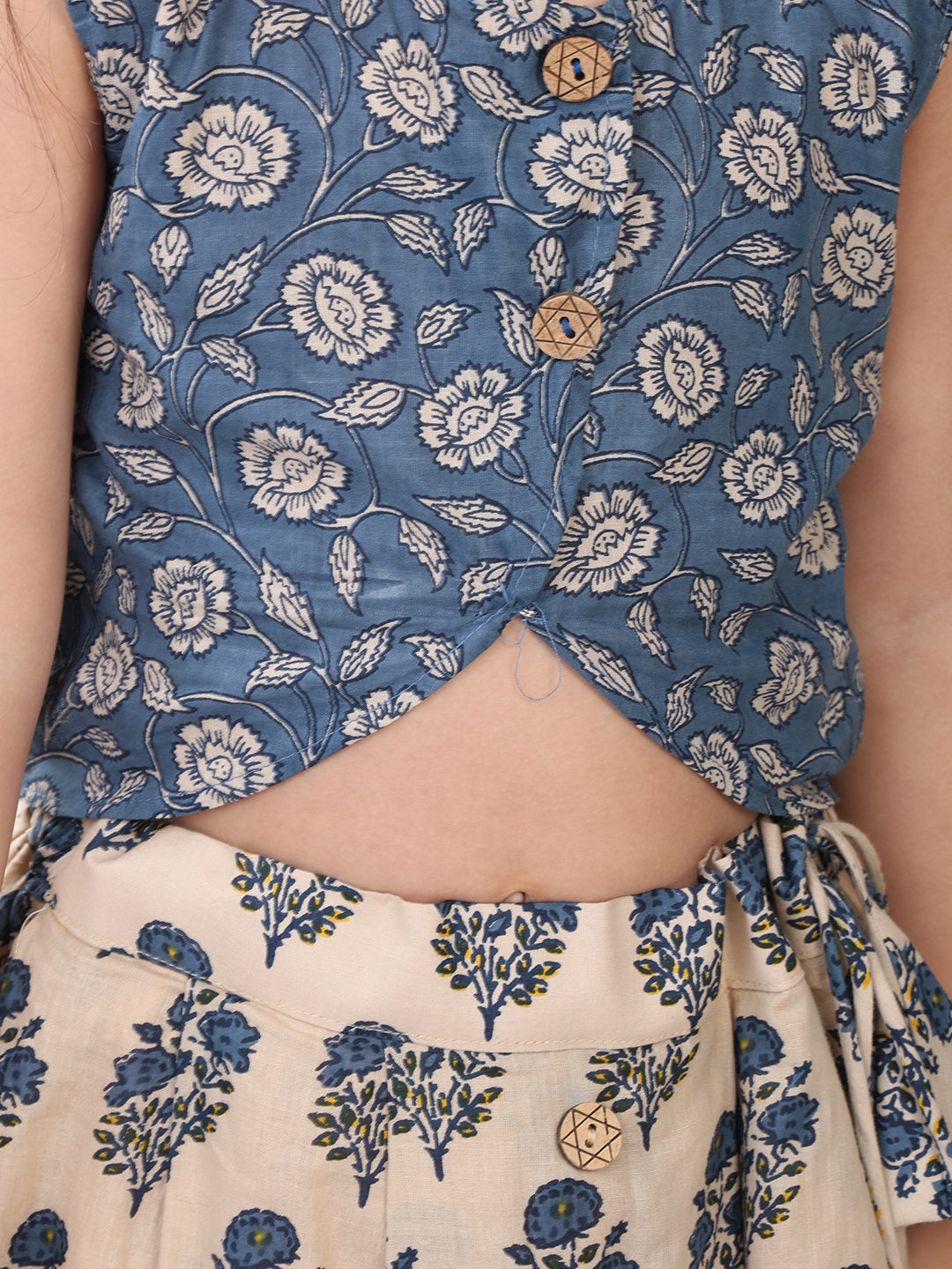 Blue Floral printed Lehenga top