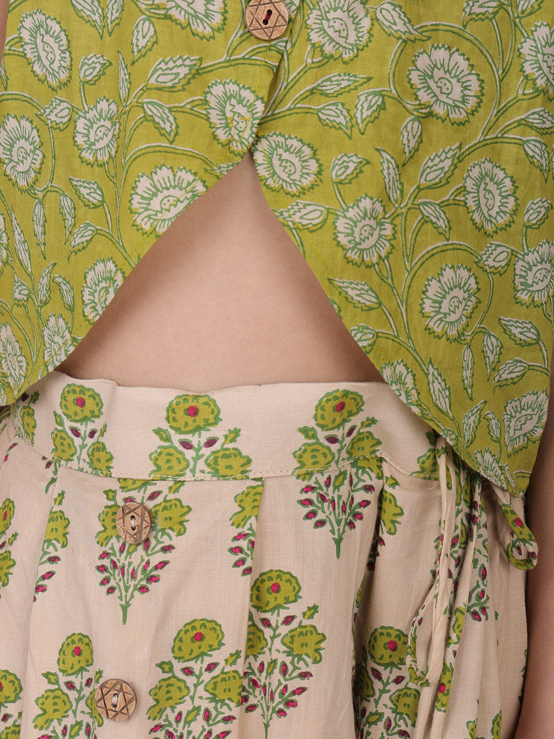 Green Floral printed Lehenga top
