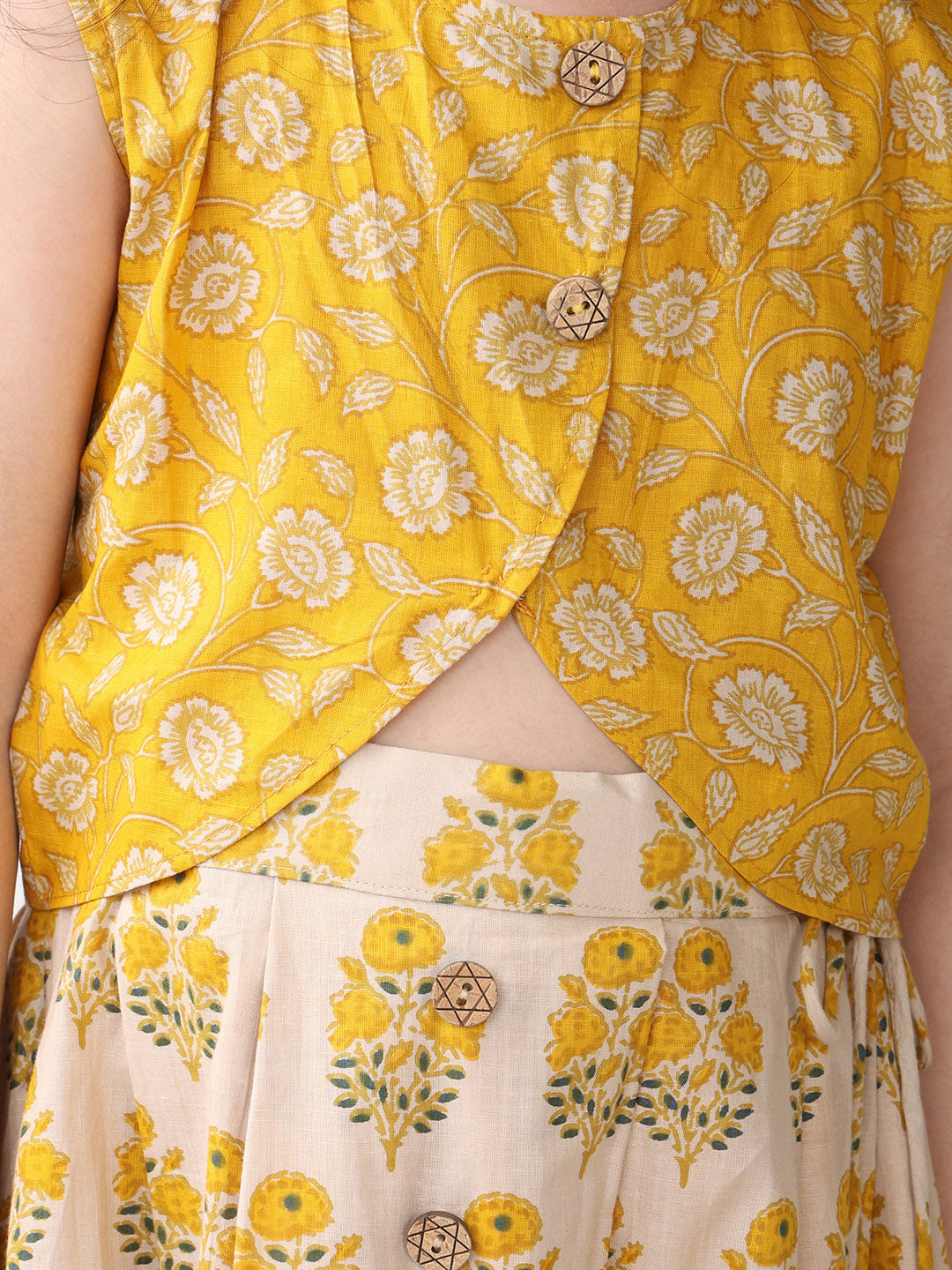 Yellow Floral printed Lehenga top
