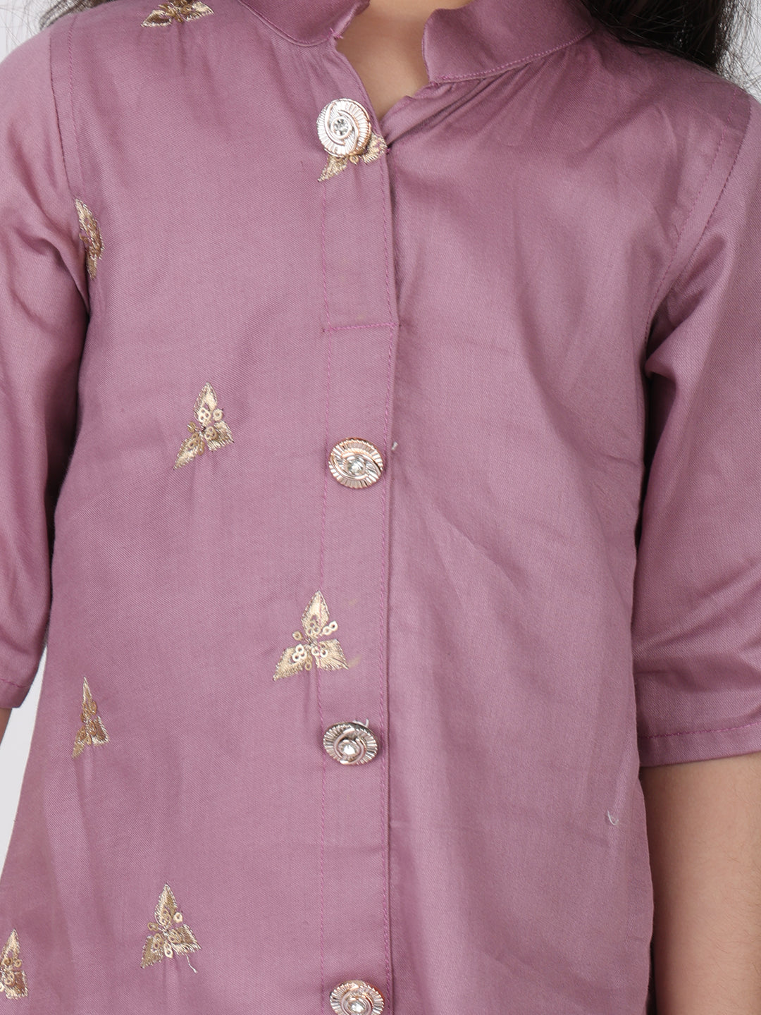 Purple embroidered short Kurti with pant