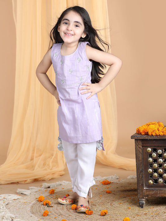 Purple embroidered Kurti set
