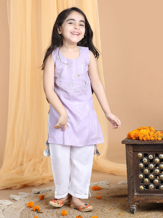 Purple embroidered Kurti set