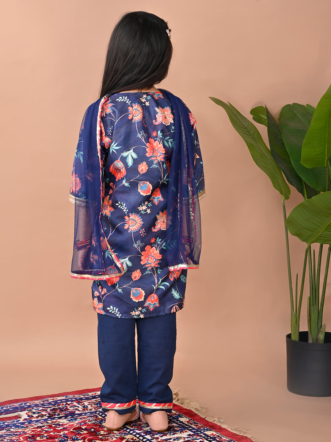 Blue printed Kurti with Plazo and dupatta