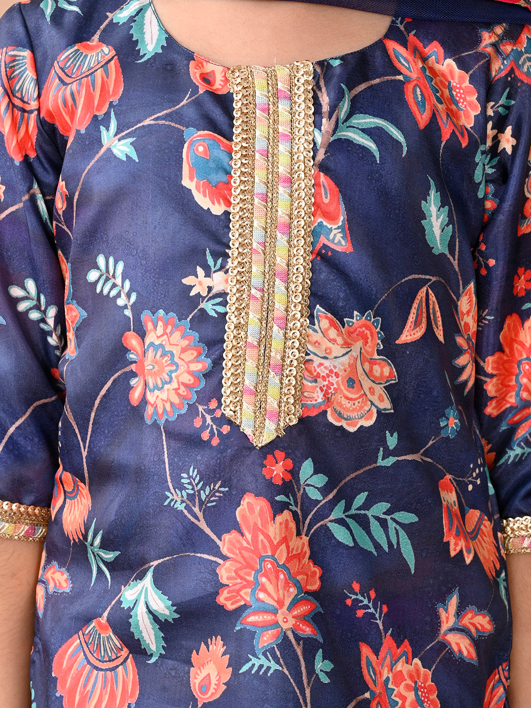 Blue printed Kurti with Plazo and dupatta