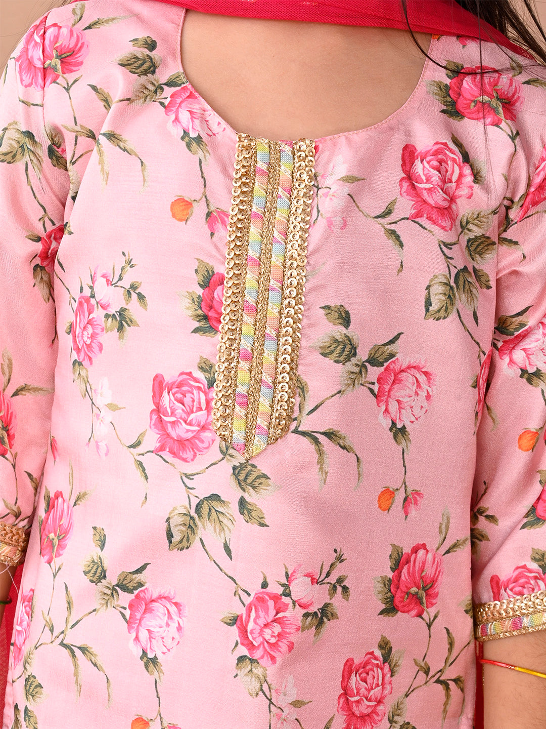 Pink printed Kurti with Plazo and dupatta