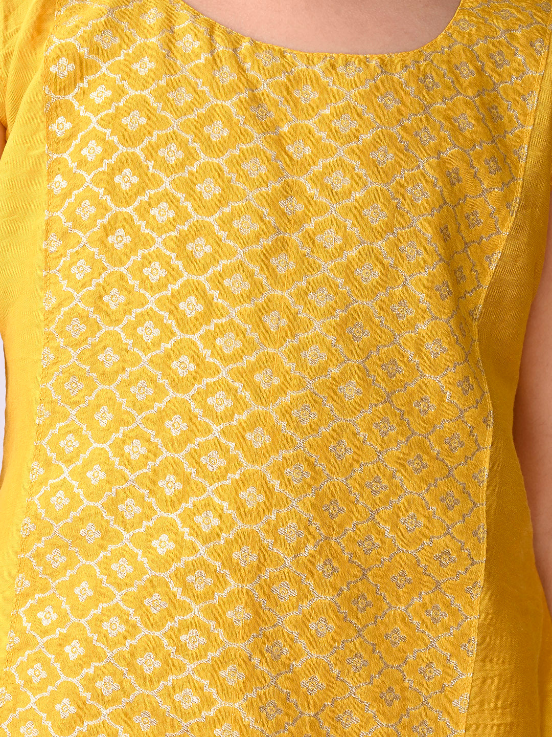 Yellow jacquard Kurti with pant
