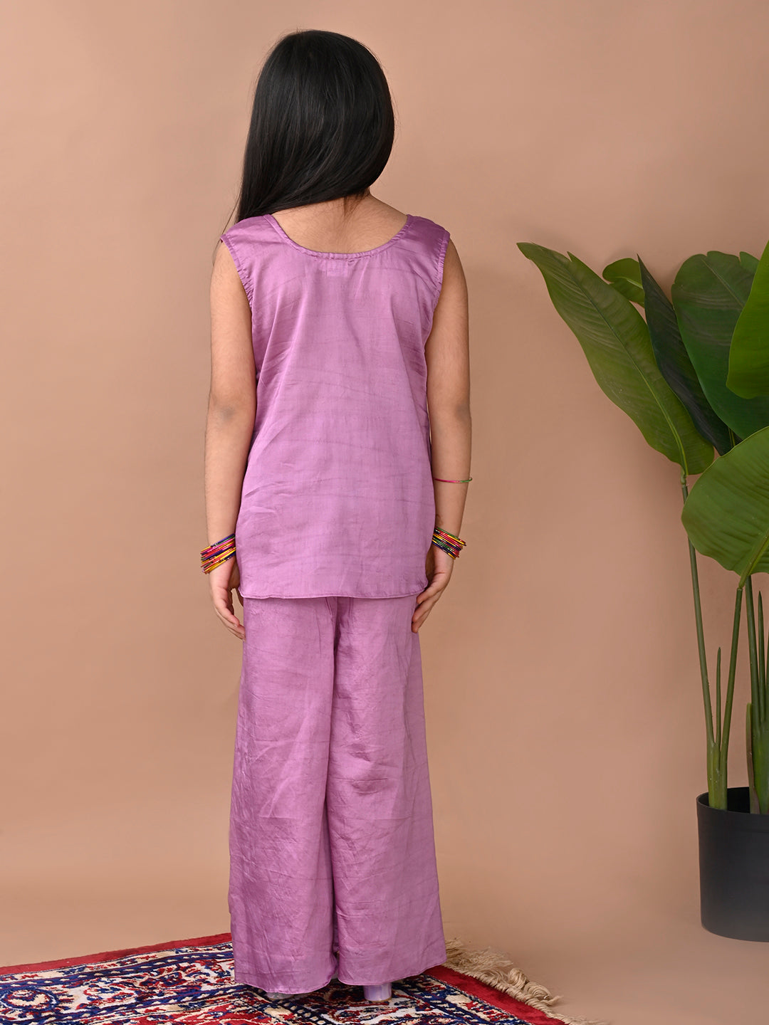 Purple jacquard Kurti with pant