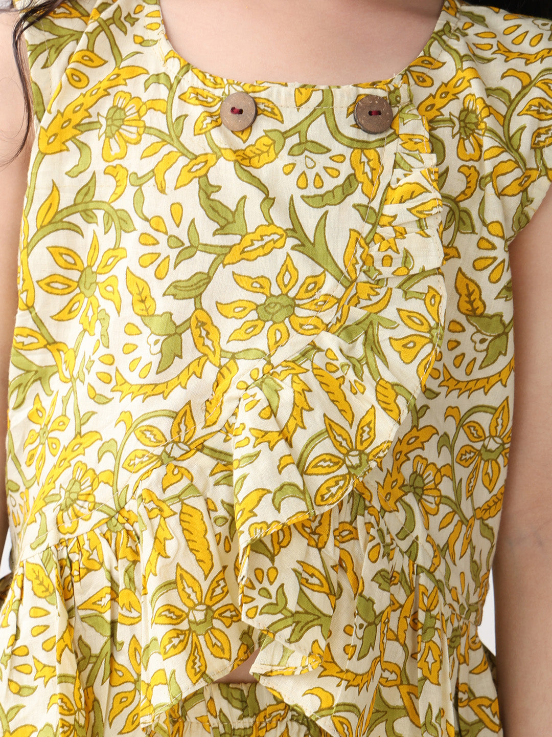 Yellow sleeveless floral printed top and pant