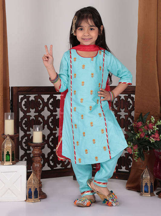 Blue embroidered Kurti set