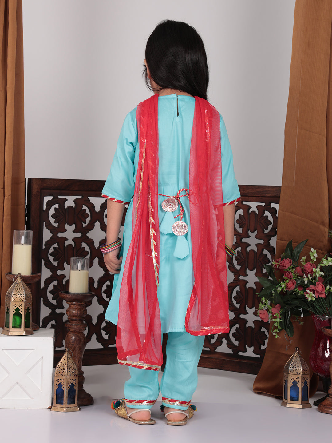 Blue embroidered Kurti set