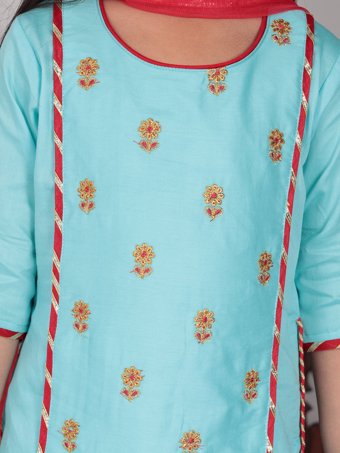 Blue embroidered Kurti set