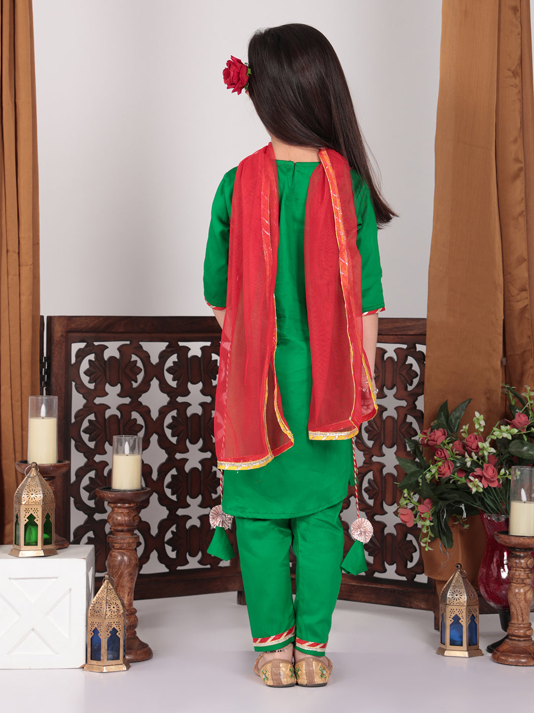 Green embroidered Kurti Set