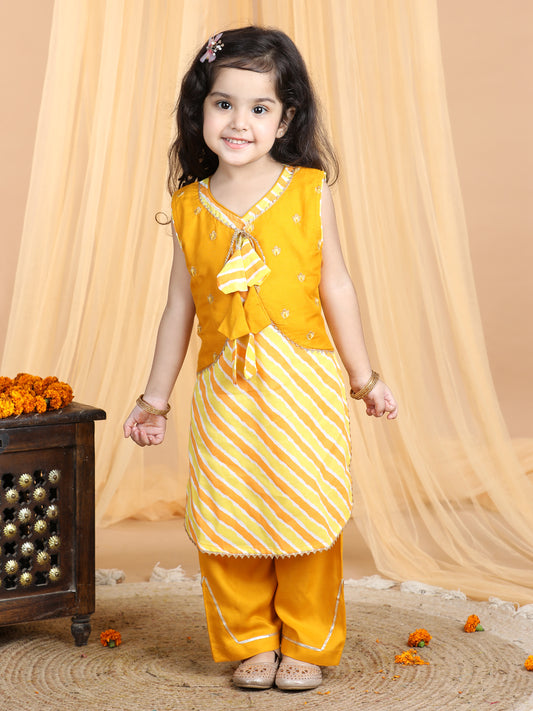 Yellow Lehriya Kurti set