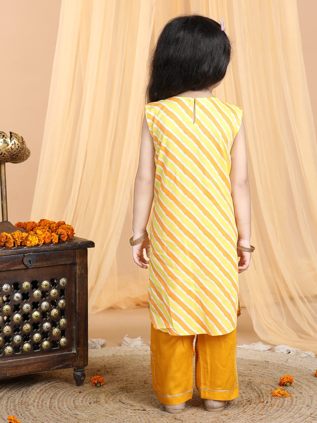 Yellow Lehriya Kurti set