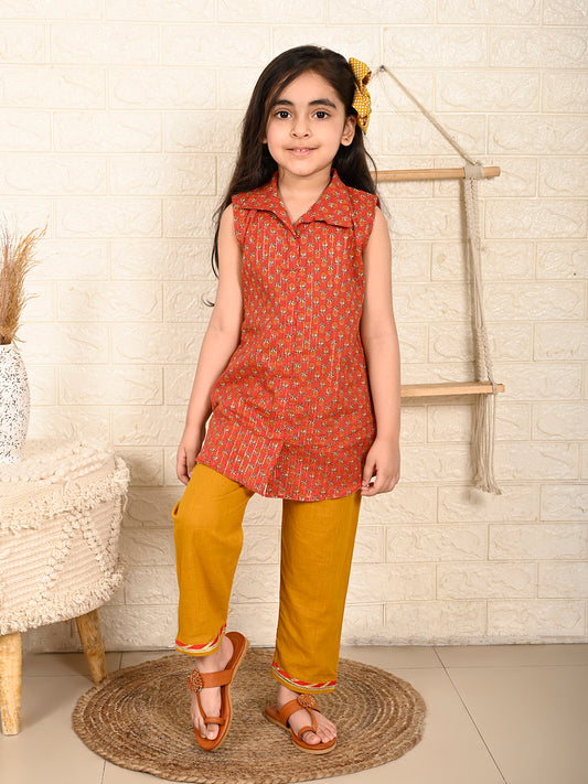 Red Kurti with Yellow Pant