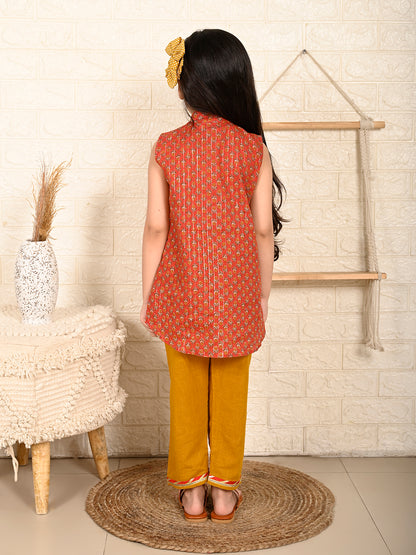 Red Kurti with Yellow Pant