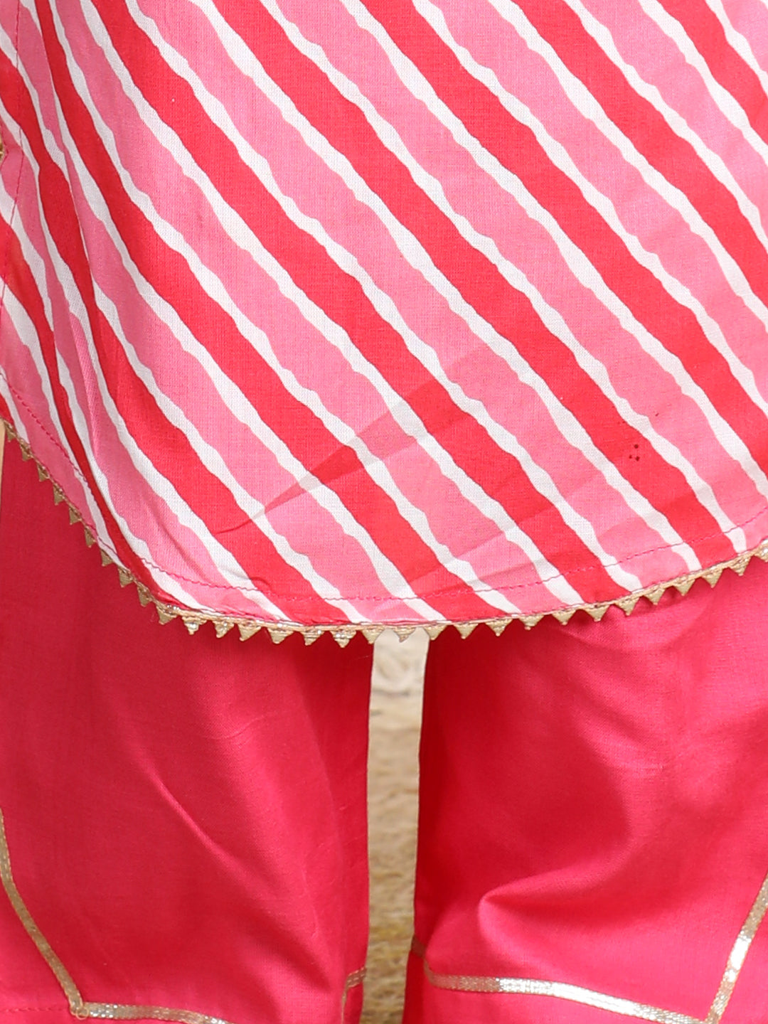 Pink Lehriya Kurti set