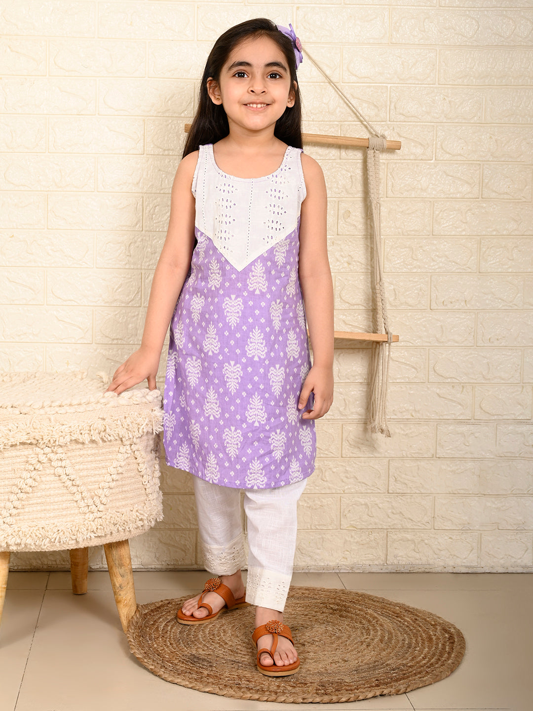 Purple Sleeveless Kurti Set