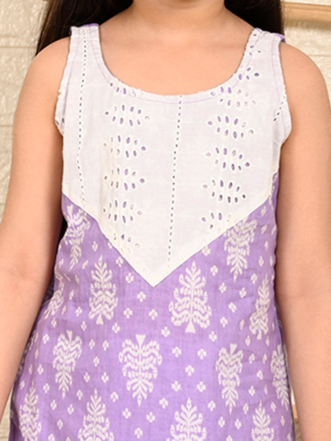 Purple Sleeveless Kurti Set
