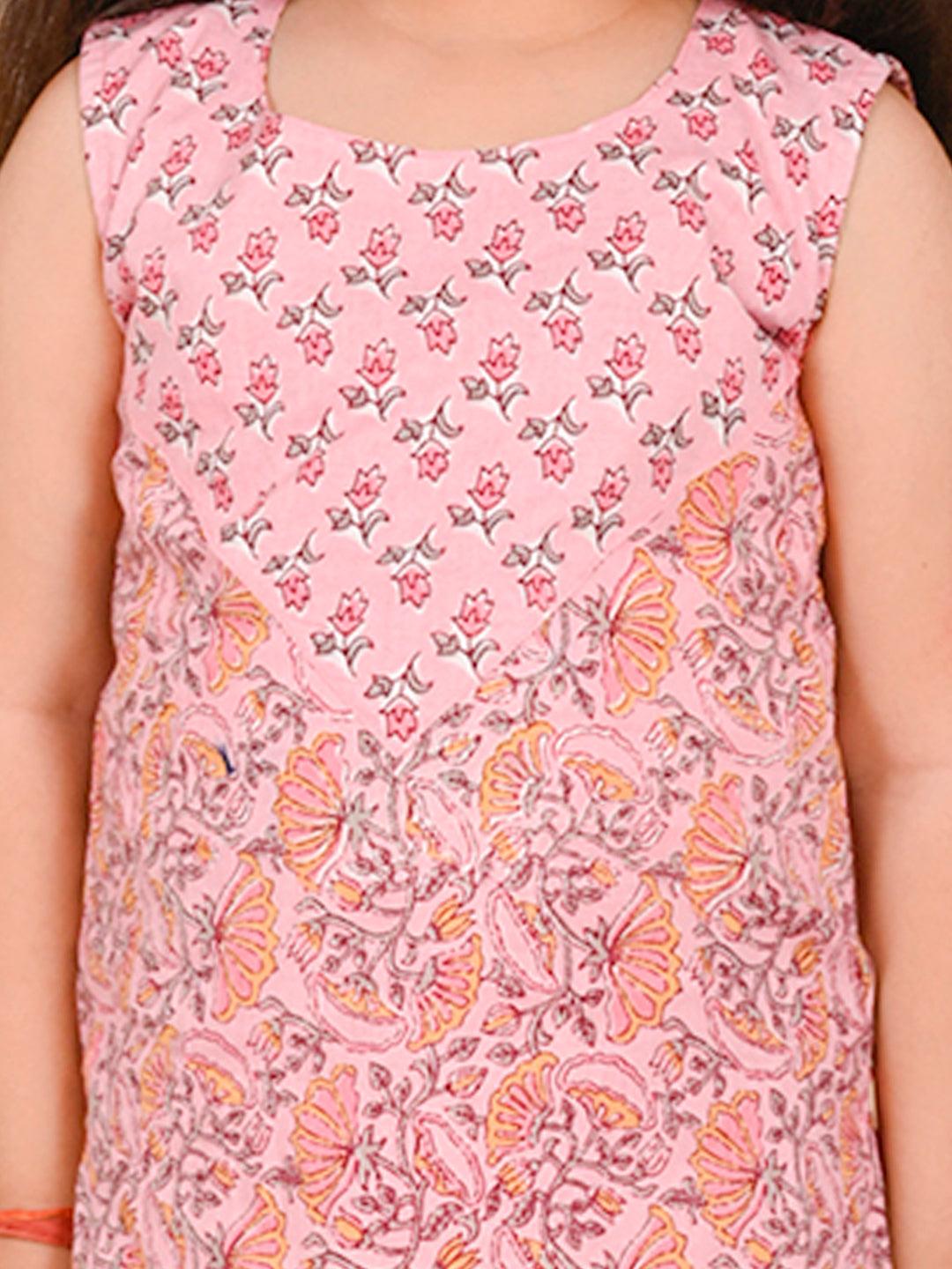 Pink Sleeveless Kurti Set