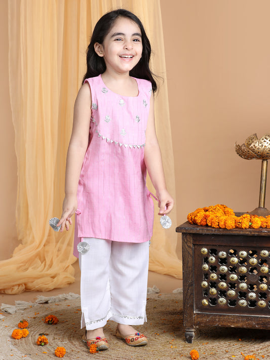 Pink Embroidered Kurti set