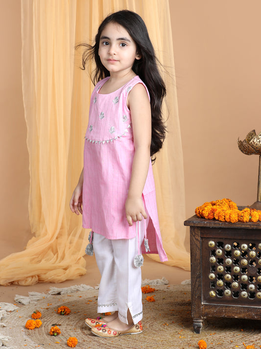 Pink Embroidered Kurti set