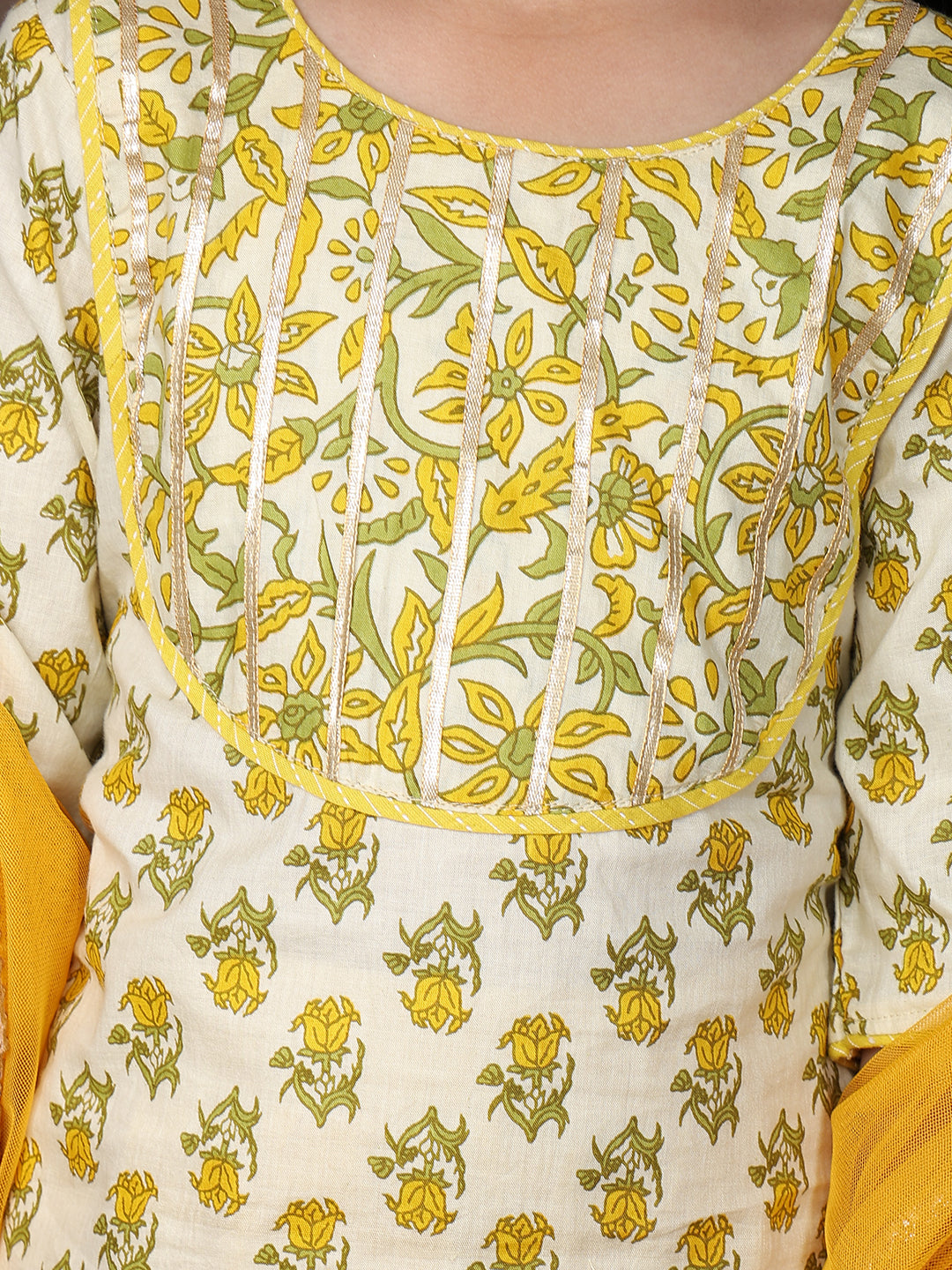 Yellow Kurti with Yellow sharara pant and dupatta