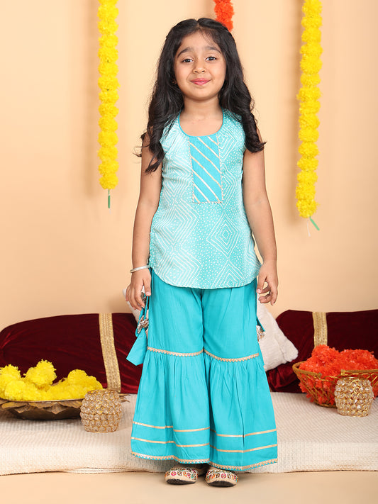 Blue sleeveless kurti with Blue sharara