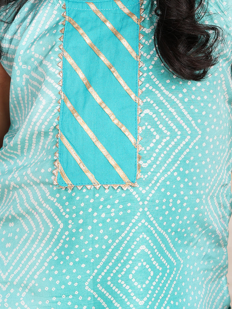 Blue sleeveless kurti with Blue sharara