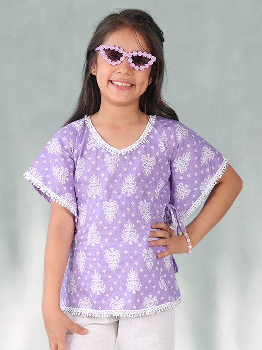 Purple Floral Printed Kaftan
