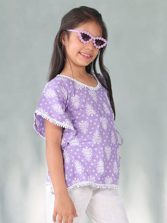 Purple Floral Printed Kaftan