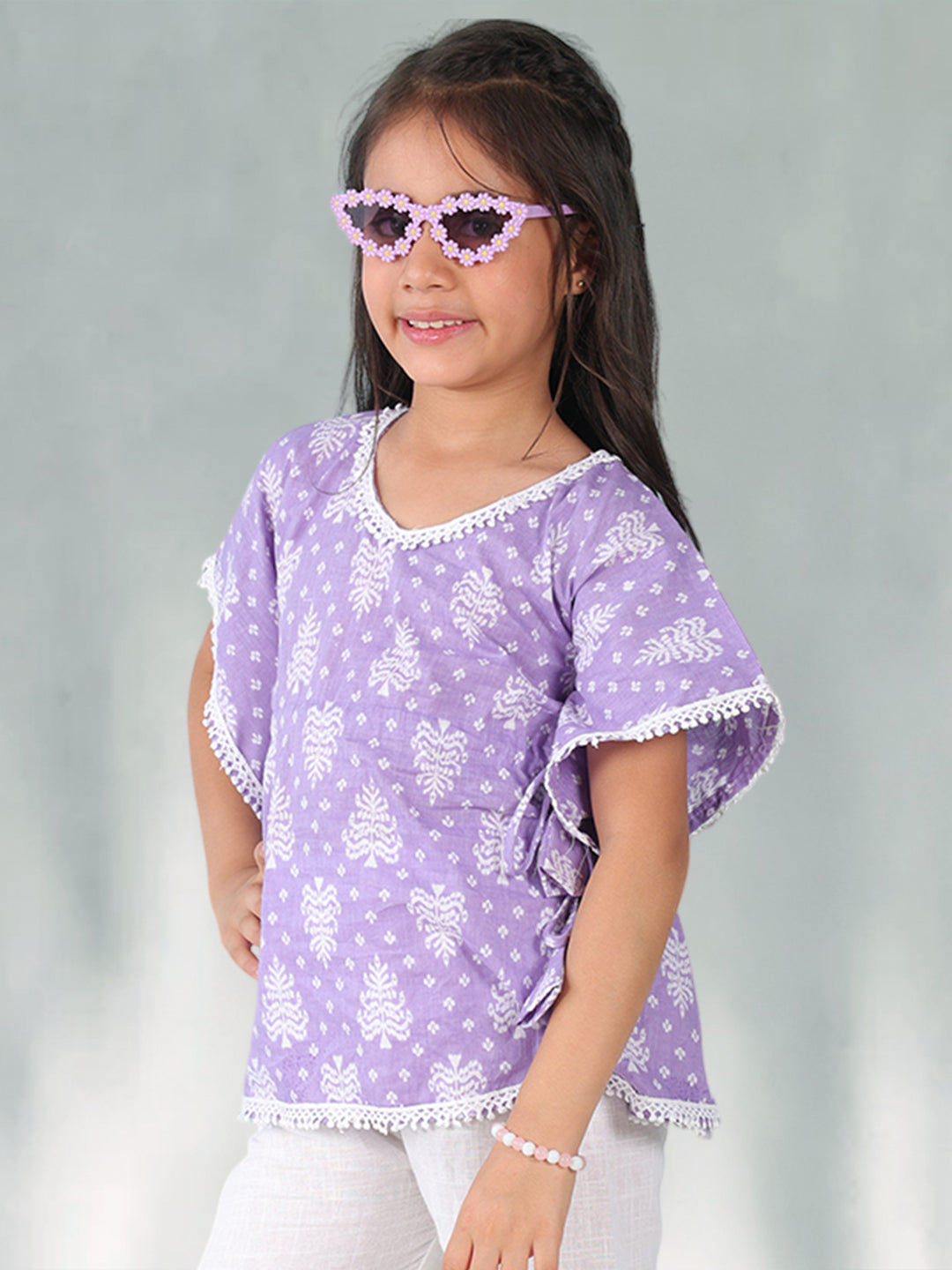 Purple Floral Printed Kaftan