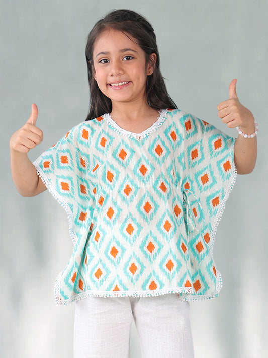 Blue checkered Printed Kaftan