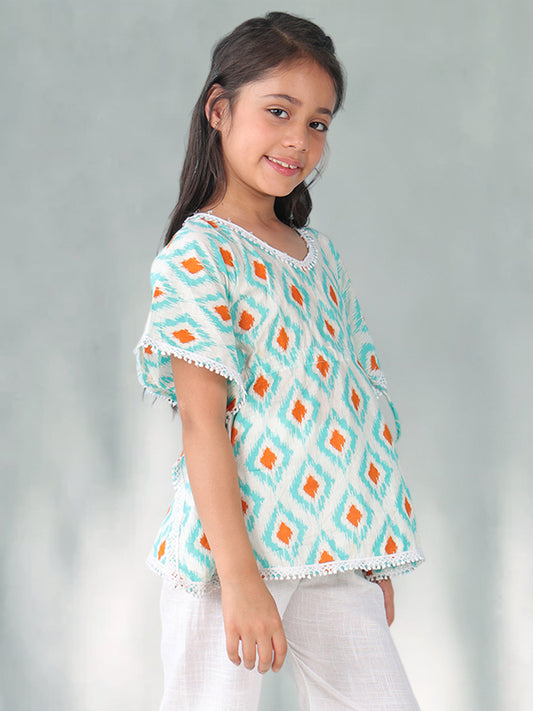 Blue checkered Printed Kaftan