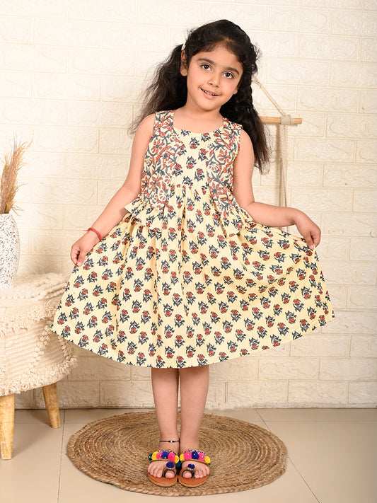 While Dress with brown printed jacket