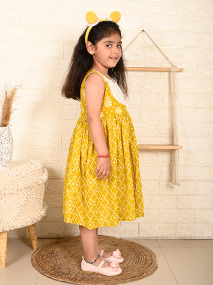 Yellow Floral Dress adjustable at waist