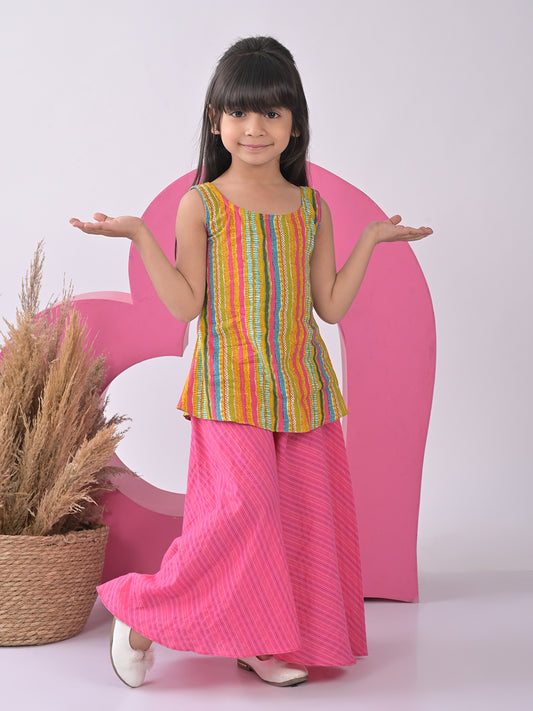 Printed Kurti paried with Pink plazo