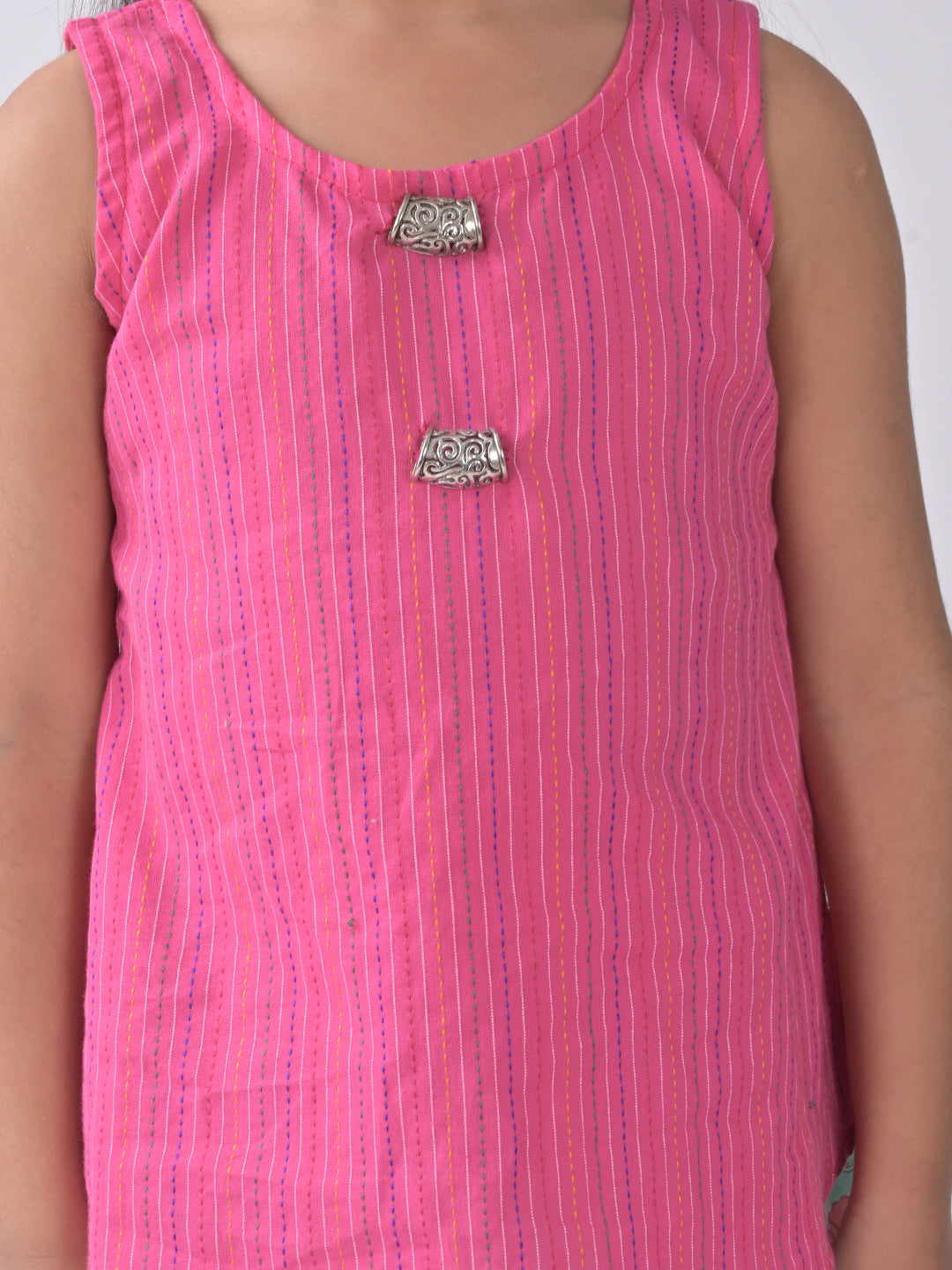 Pink Kurti with blue printed plazo