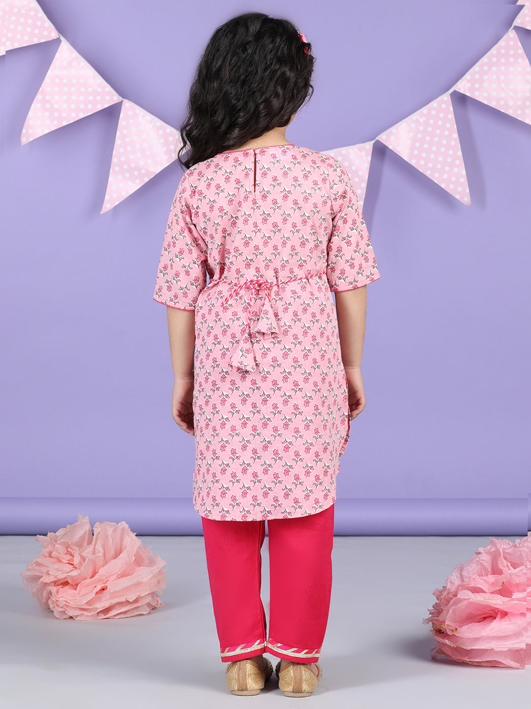 Pink Floral Printed Kurti with pink plazo