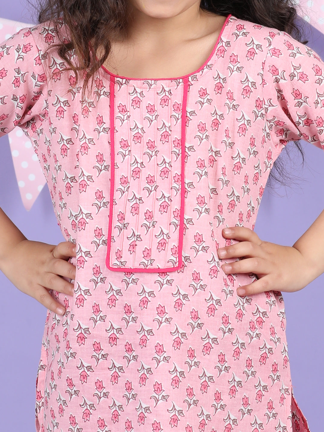 Pink Floral Printed Kurti with pink plazo