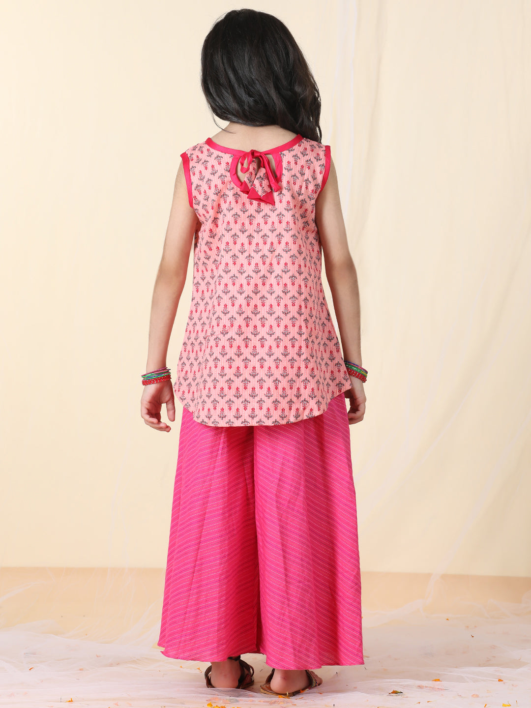 Pink printed katha Kurti with pant