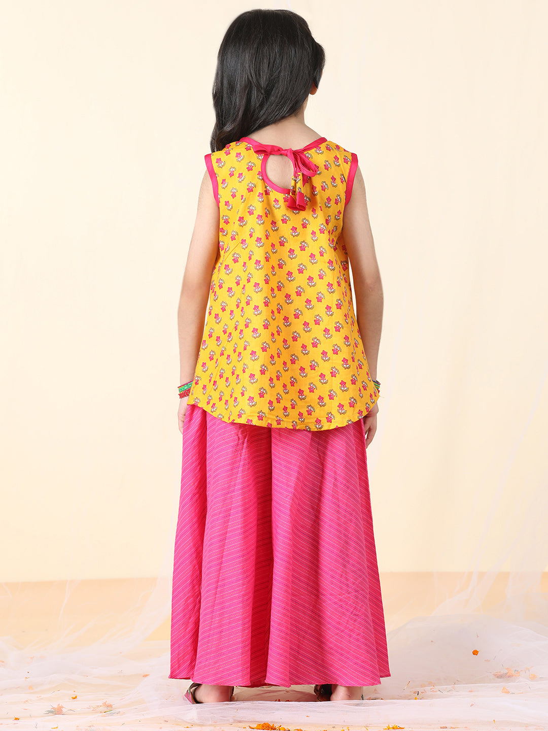 Yellow Floral printed Kurti with pant