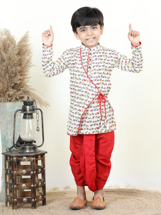 All Over Camel Printed Angrakha Style kurta Dhoti