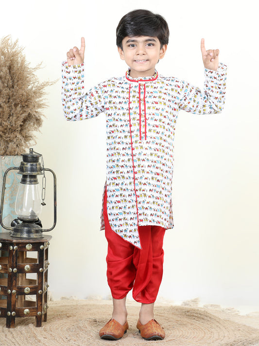 All Over Camel Printed Straight kurta Dhoti
