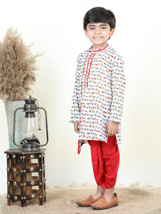All Over Camel Printed Straight kurta Dhoti