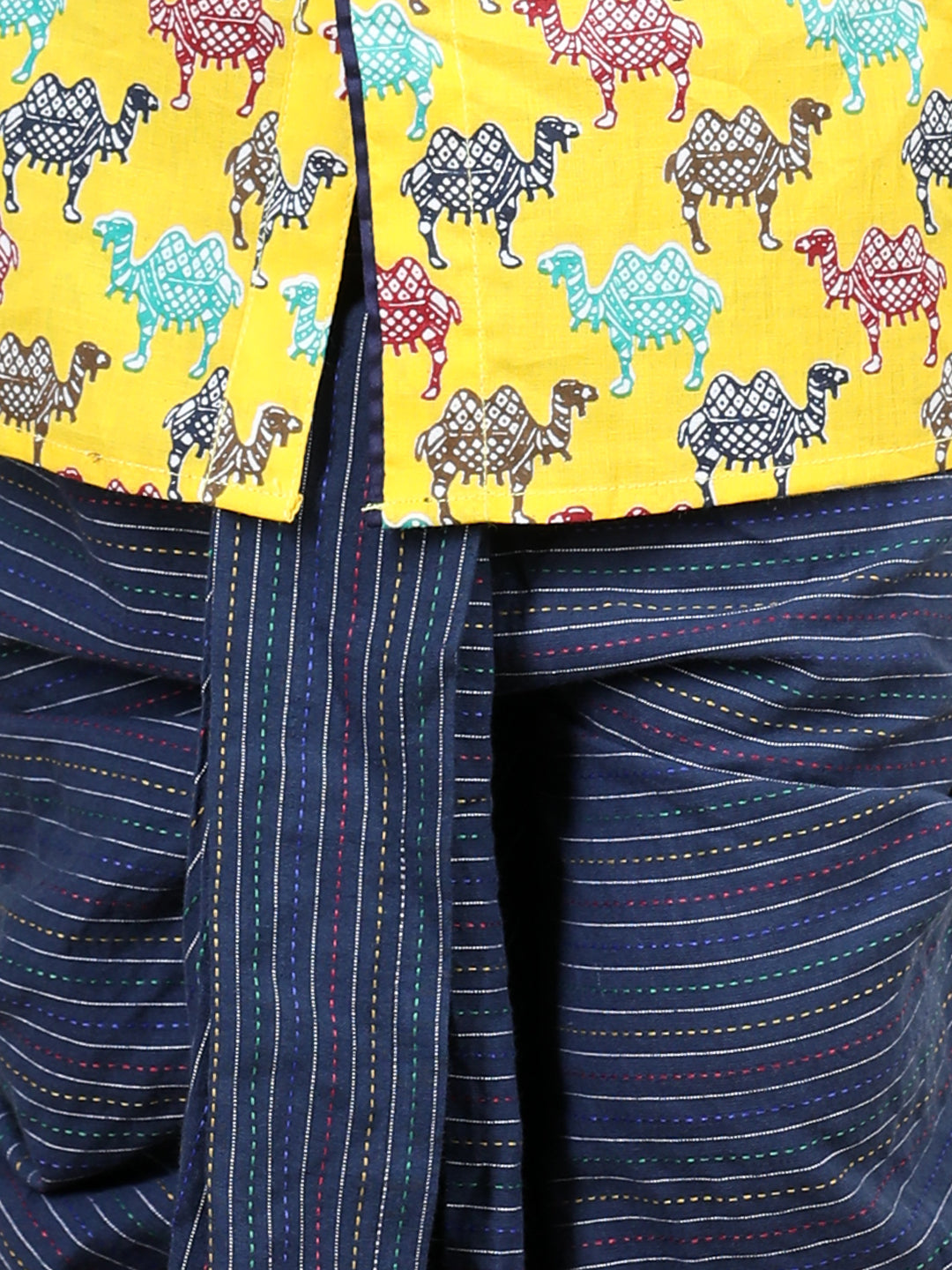 Yellow Camel Printed Style Kurta Dhoti