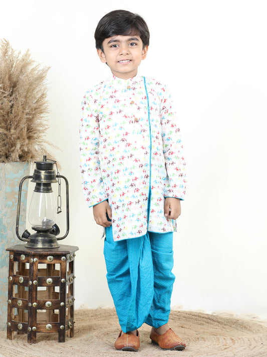 Blue elephant Printed Style Kurta Dhoti