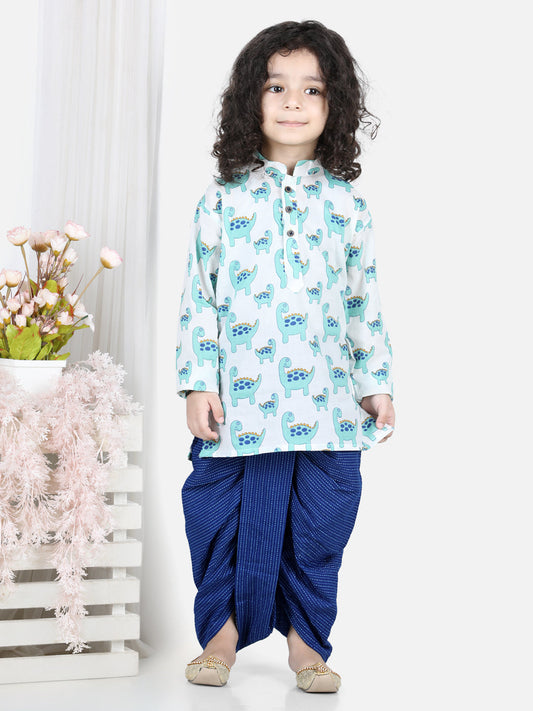 All Over Dinosaur Printed Kurta Dhoti