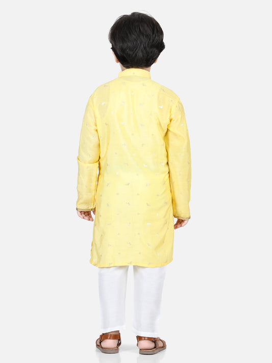 Yellow Bird Foil Printed Kurta Set