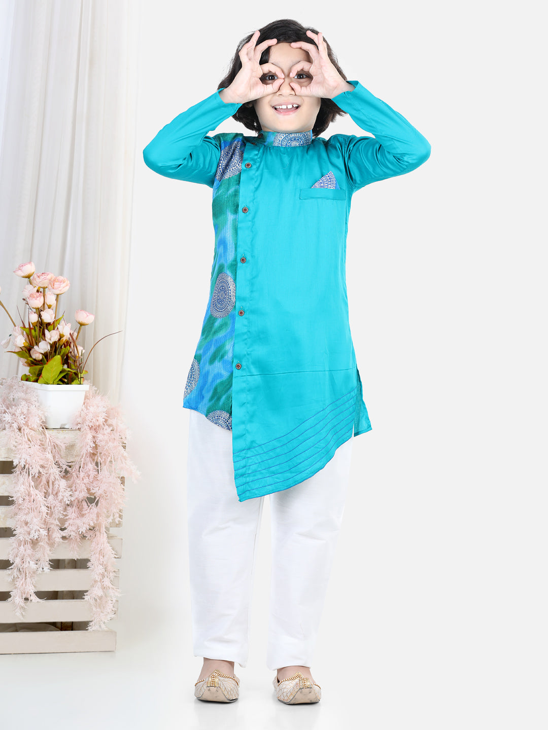 Light Blue Kota Work Detail Kurta Set